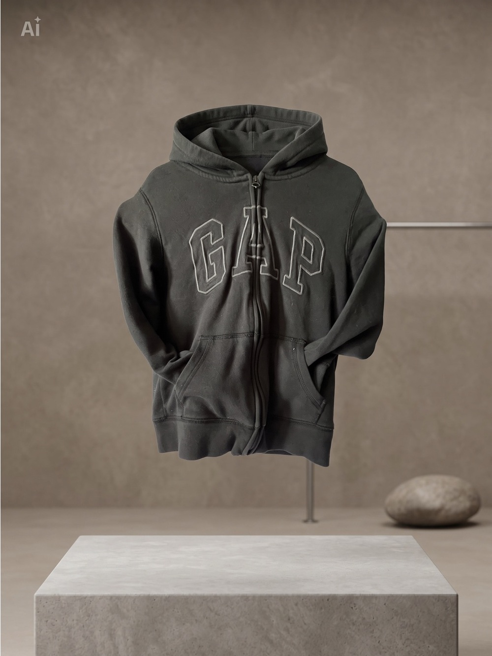 GAP Dark Charcoal Gray Zip Hoodie with Logo